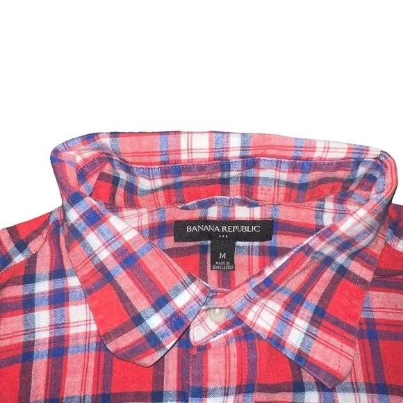 Men's Banana Republic Size Medium Plaid Button Down - Picture 3 of 4
